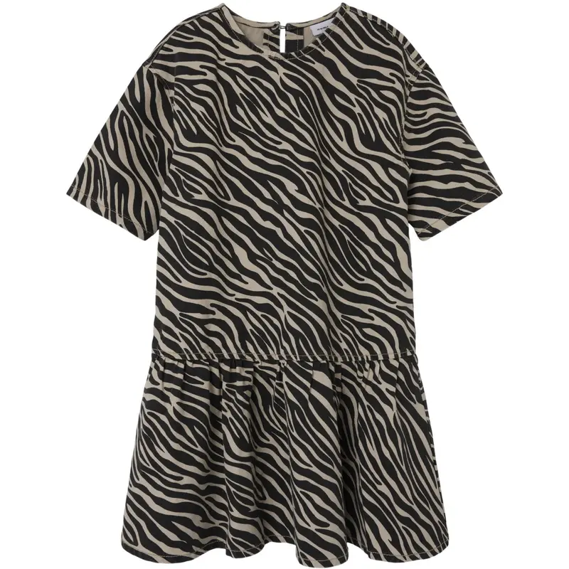 Name It Cement Black Zebra Nkfzebra Twill Ss Dress 4003-Td D 1