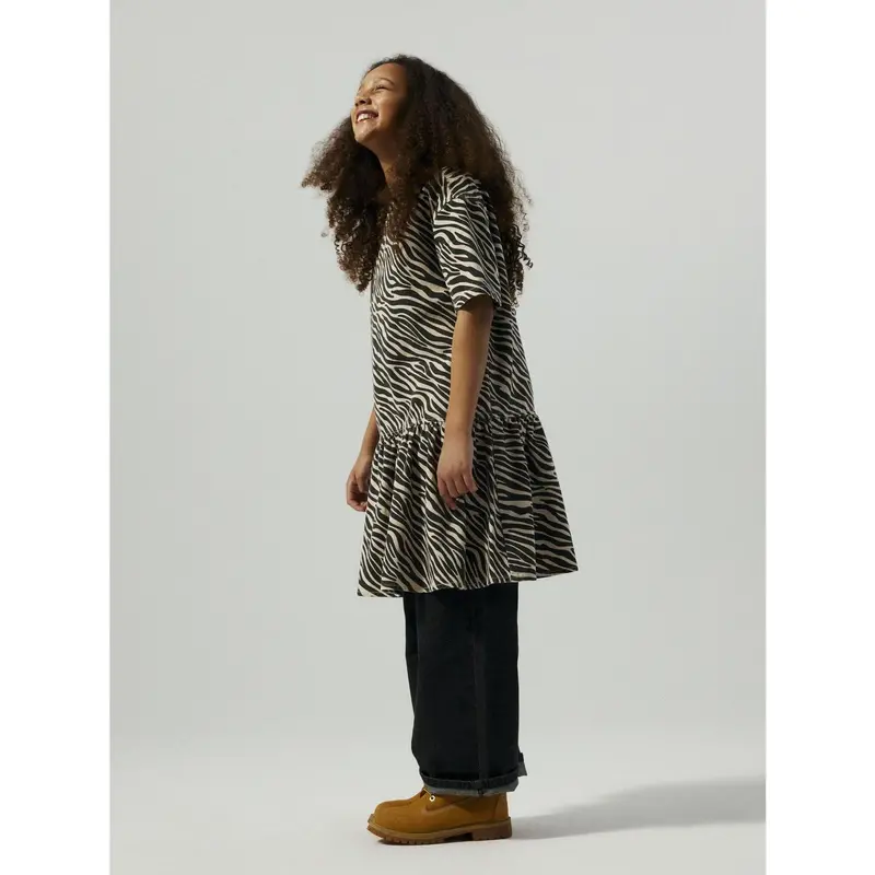Name It Cement Black Zebra Nkfzebra Twill Ss Dress 4003-Td D 2