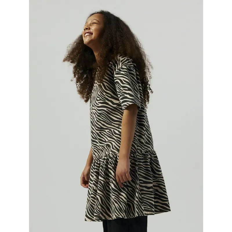 Name It Cement Black Zebra Nkfzebra Twill Ss Dress 4003-Td D 3