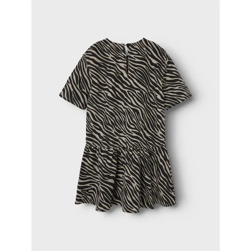 Name It Cement Black Zebra Nkfzebra Twill Ss Dress 4003-Td D 4
