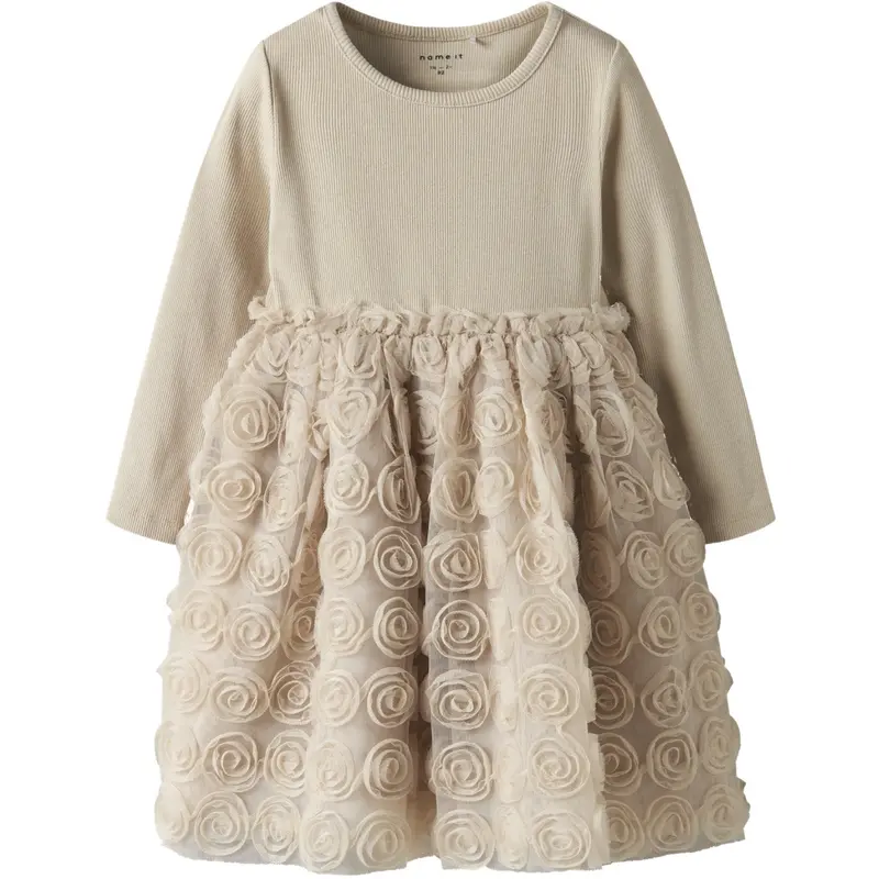 Name It Cement Nmfsykia Tulle Ls Dress 1