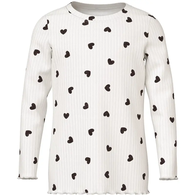 Name It Cloud Dancer Tiny Heart Nmfvemma Glitter Ls Slim Top 1