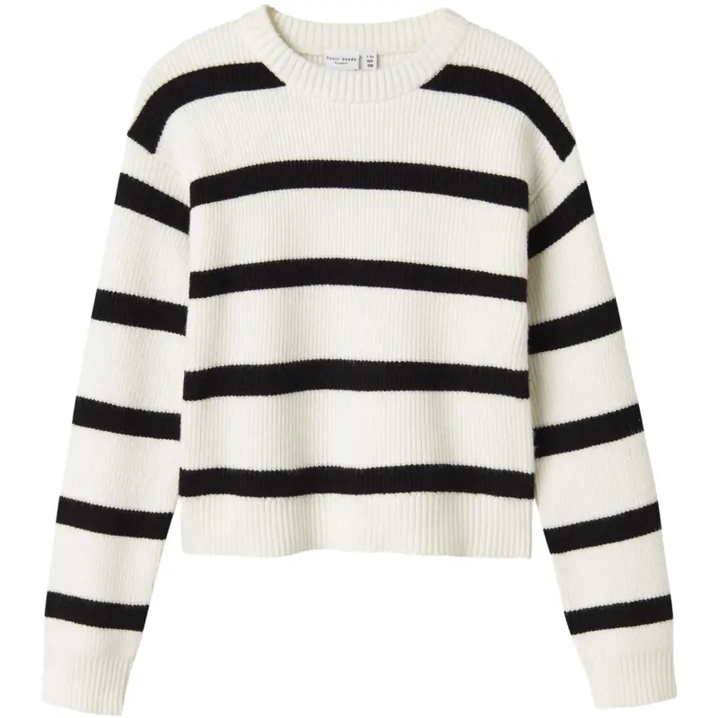 Name It Cloud Dancer W. Black Stripes Nkfvnilla Ls Sh Knit 1