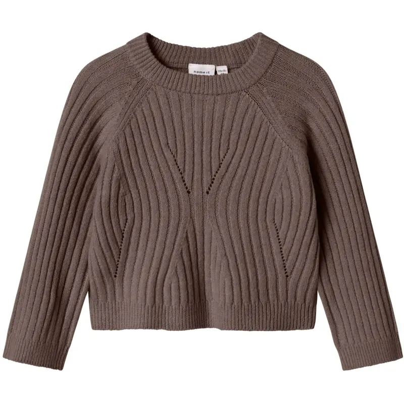 Name It Coffee Quartz Nmfrikine Ls Short Knit Pullover Pb 1