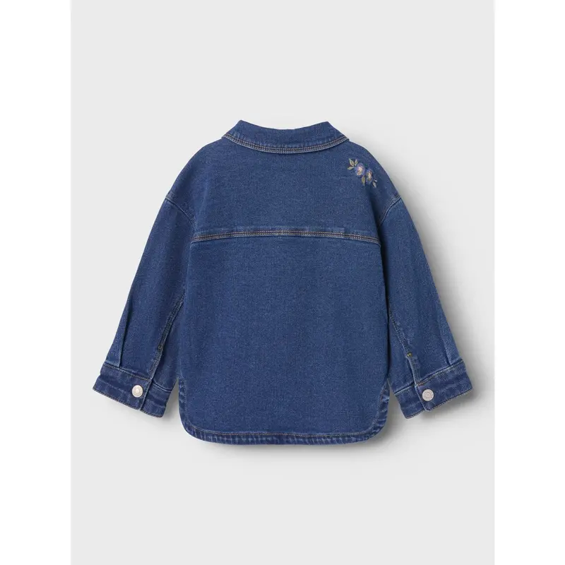 Name It Dark Blue Denim Flower Emb Nmfkara Emb Dnm Jacket 1224-Fr 4