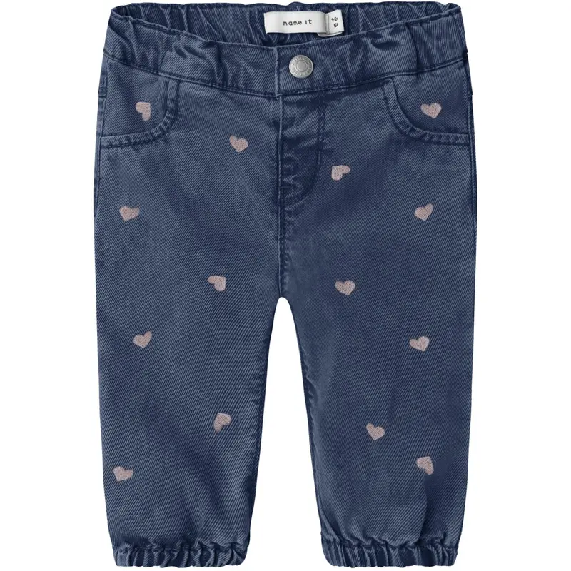 Name It Dark Blue Denim Hearts Emb Nmfrose Shaped R Emb Jeans 5321-Yb 1