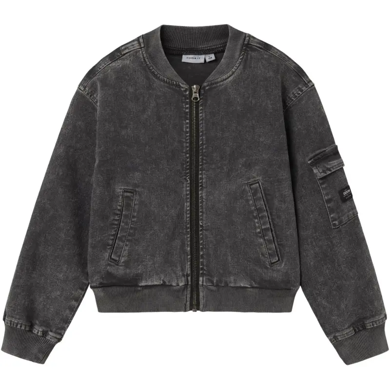 Name It Dark Grey Denim Luna Denim Bomber Jacket 1