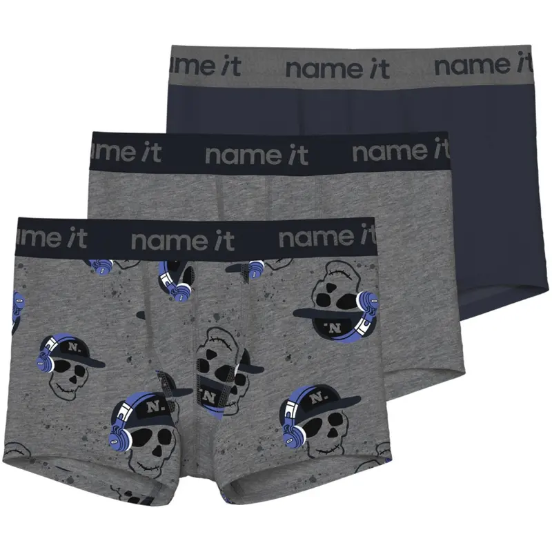Name It Dark Grey Melange Nkmboxer 3P Dark Grey Mel Skull Noos 1
