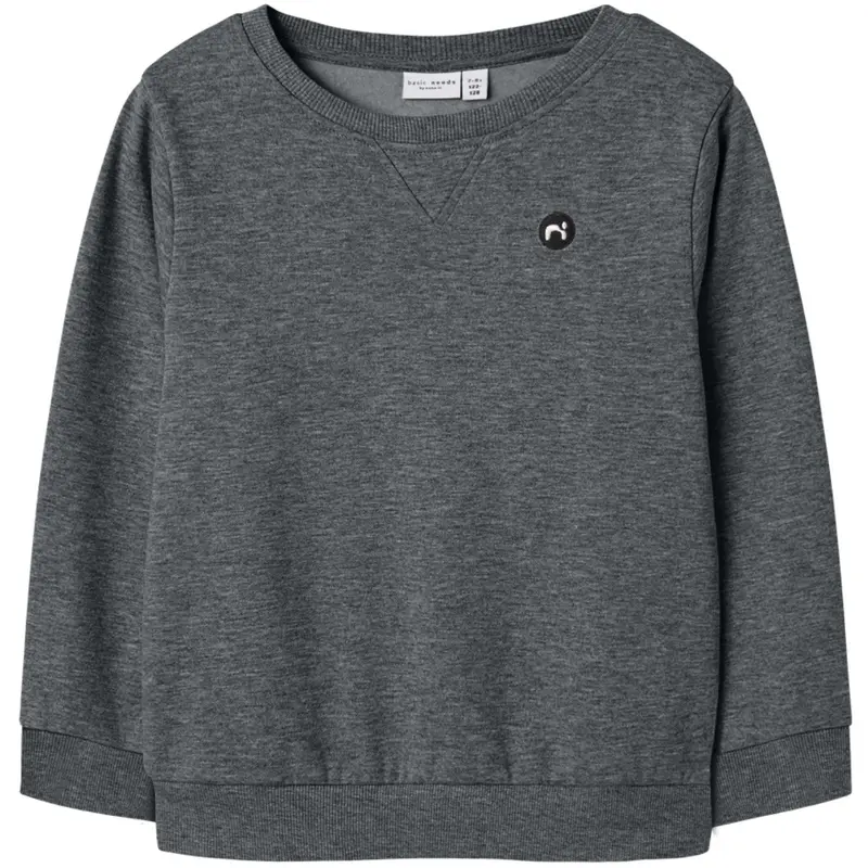 Name It Dark Grey Melange Nkmvimo Ls Sweat Bru Noos 1