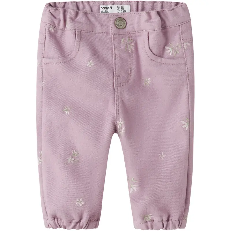Name It Dawn Pink Flower Emb Nbfrose Loose R Twi Pants 1717-Yf B 1