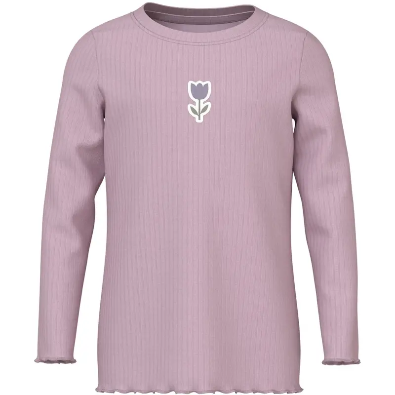 Name It Dawn Pink Tulip Nmfvemma Ls Slim Top 1