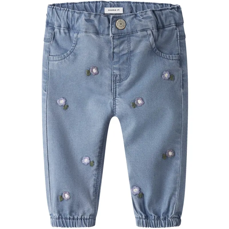 Name It Denim Blue Flower Emb Nbfrose Shaped R Emb Jeans 5321-Yb H 1