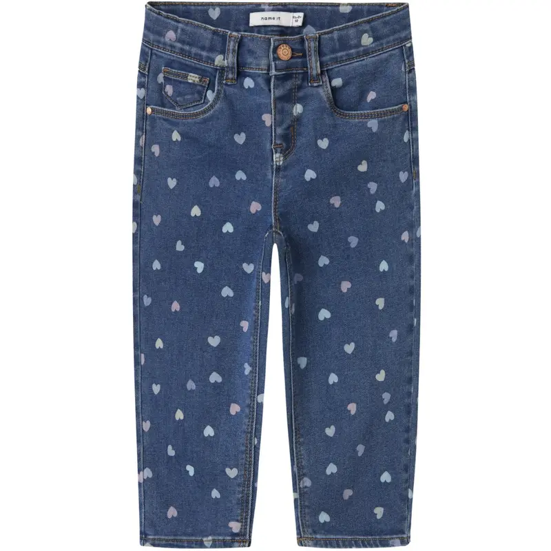Name It Denim Blue Hearts Nmfbella Mom Shaped Jeans 3555-On Noos 1