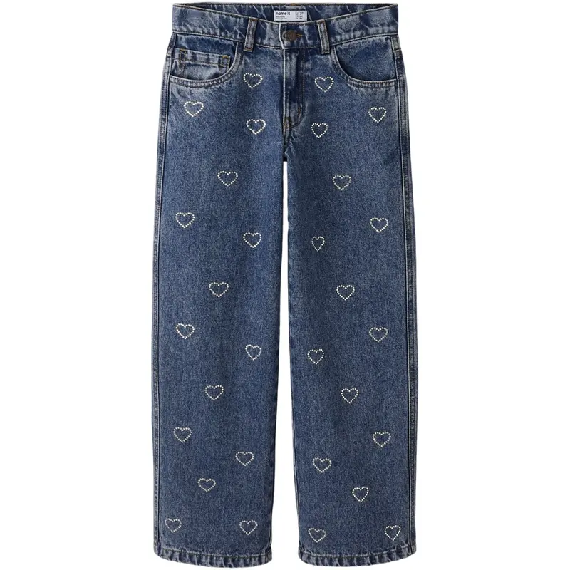 Name It Denim Blue Rhinestone Bows Nkfrose Wide Rhinestone Jeans 4417-Im T 1