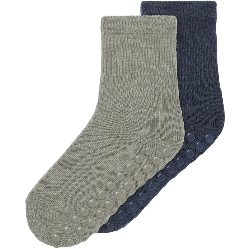 Name It Dried Sage Nmmwak Wo/Bl 2P Socks W/Non Skid 1