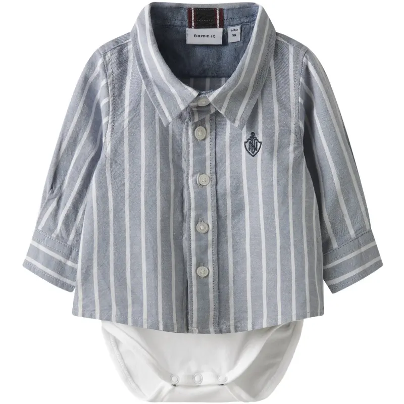Name It Flint Stone Thin Stripe - Bright White Nbmrekid Shirtbody 1