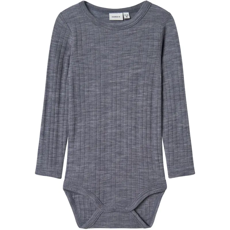Name It Folkstone Gray Nmmwang Wool Needle Ls Body Solid 1