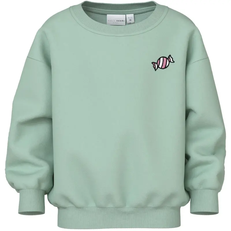 Name It Gossamer Green Candy Nmfvallene Ls Rlx Sweat Unb 1