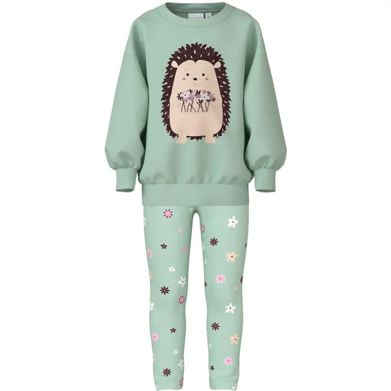 Name It Gossamer Green Nmfvalona Ls Long Rlx Sweat Set Unb 1