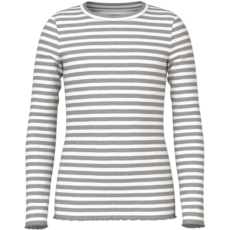 Name It Grey Melange Cloud Dancer Nkfvemma Ls Slim Top 1