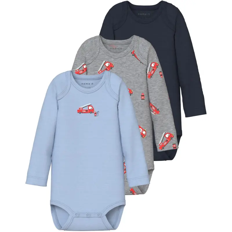 Name It Grey Melange Nbmbody 3P Ls Firetruck Noos 1