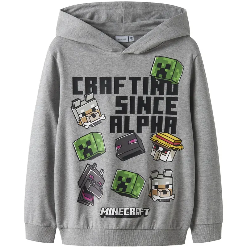 Name It Grey Melange Nkmjet Minecraft Nreg Sweat Wh Unb Bfu 1