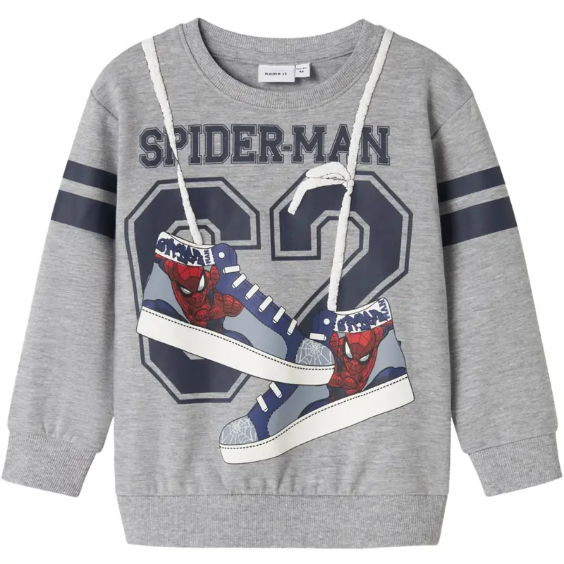 Name It Grey Melange Nmmadam Spider Nreg Sweat Bru Mar 1