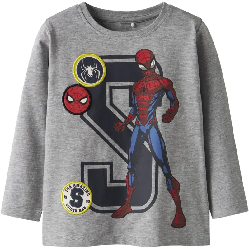 Name It Grey Melange Nmmdeep Spider Ls Nreg Top Box Noos Mar 1