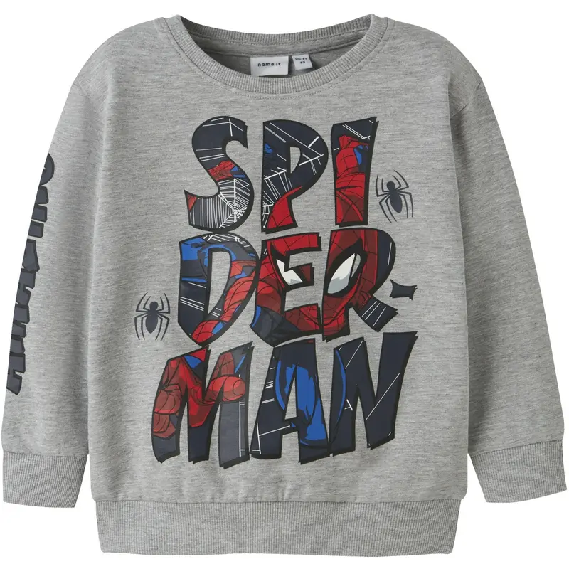 Name It Grey Melange Nmmfloyd Spider Nreg Sweat Bru Mar 1