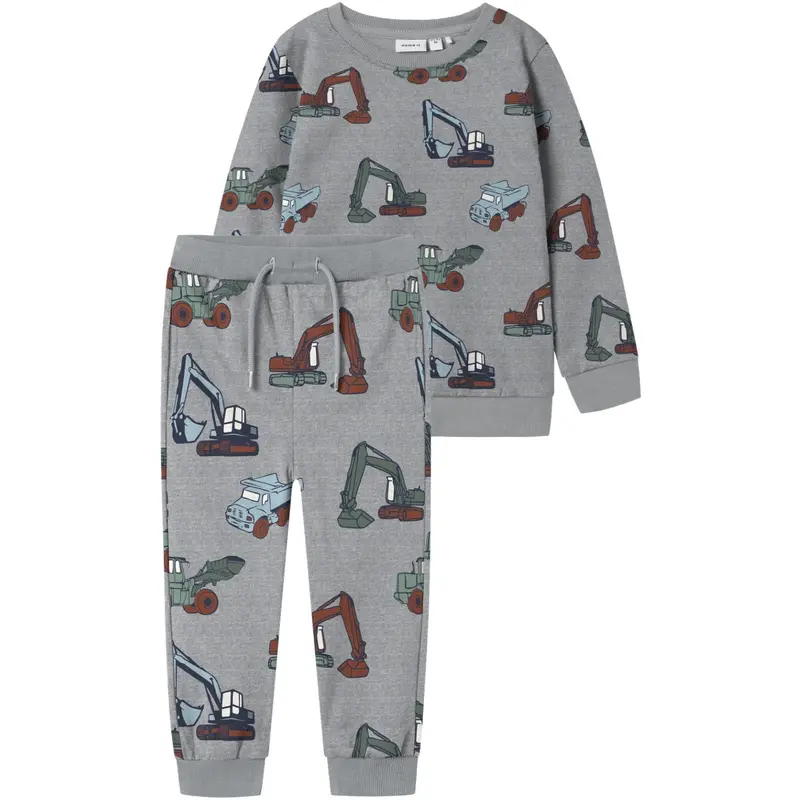 Name It Grey Melange Nmmnenean Ls Swe Bru Pb Set 1