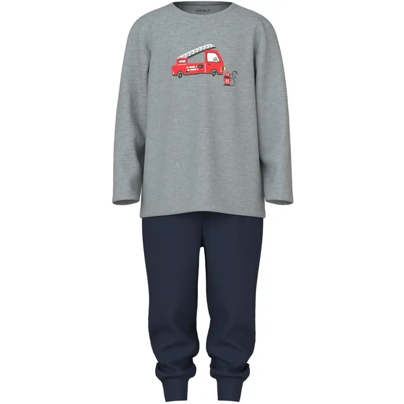 Name It Grey Melange Nmmnightset Grey Firetruck Noos 1
