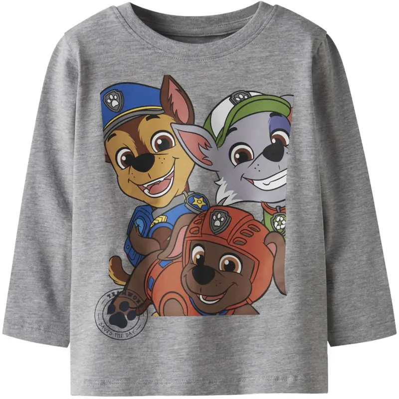 Name It Grey Melange Nmmnitin Paw Ls Nreg Top Box Cplg 1
