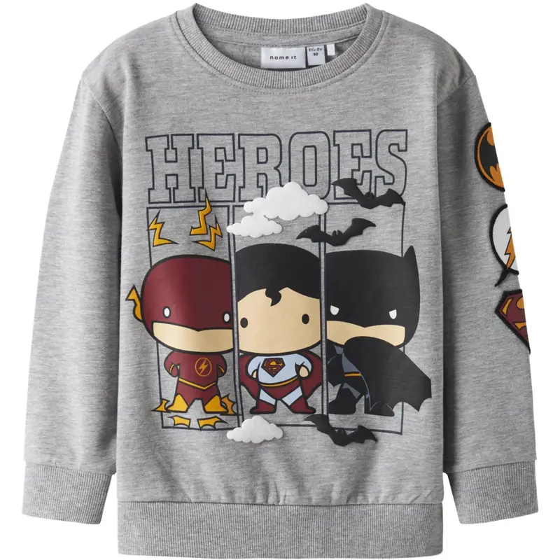 Name It Grey Melange Nmmosmus Batman Nreg Sweat Bru Wab 1