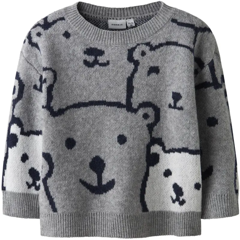 Name It Grey Melange Nmmsauel Ls Loose Knit 1