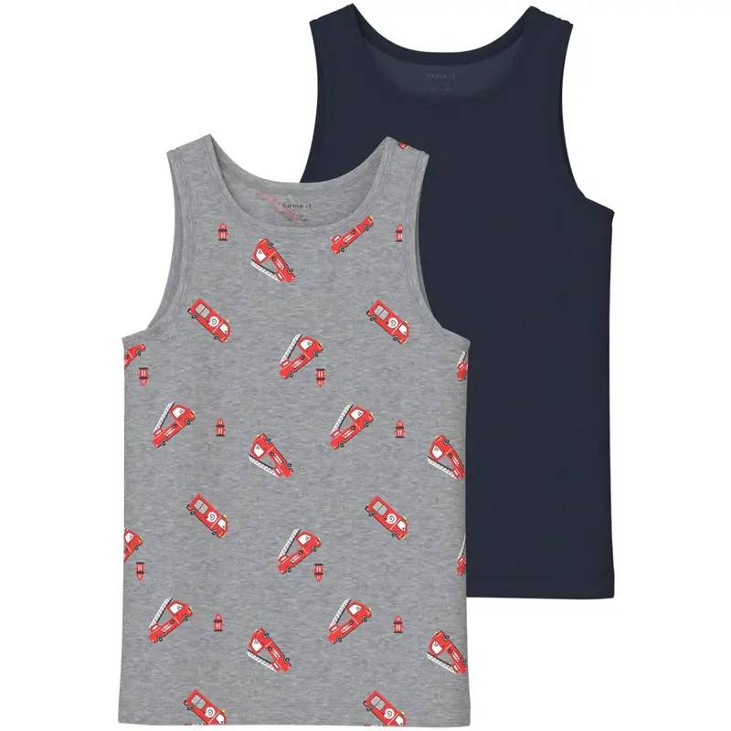 Name It Grey Melange Nmmtank Top 2P Grey Firetruck Noos 1