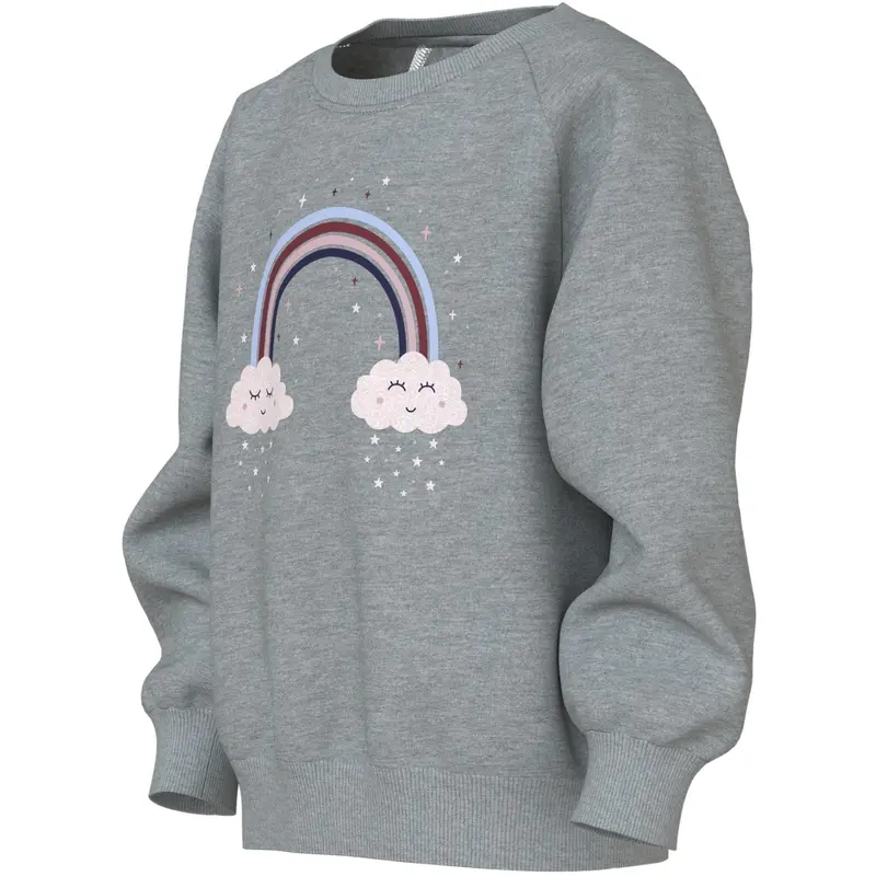 Name It Grey Melange Rainbow Clouds Nmfvenus Ls Nreg Sweat Bru 2