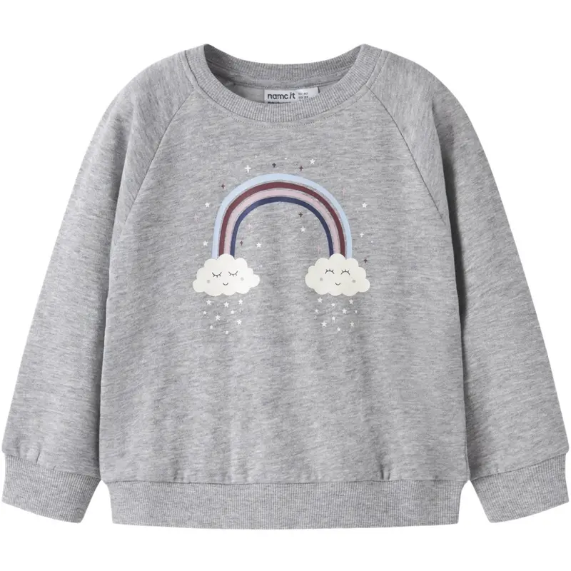 Name It Grey Melange Rainbow Clouds Nmfvenus Ls Nreg Sweat Bru 4