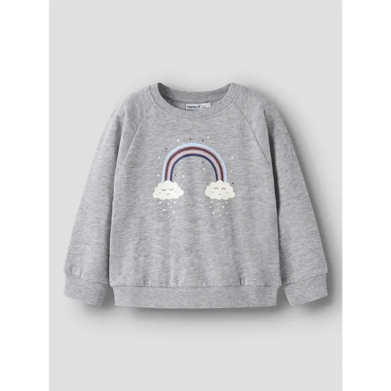 Name It Grey Melange Rainbow Clouds Nmfvenus Ls Nreg Sweat Bru 6