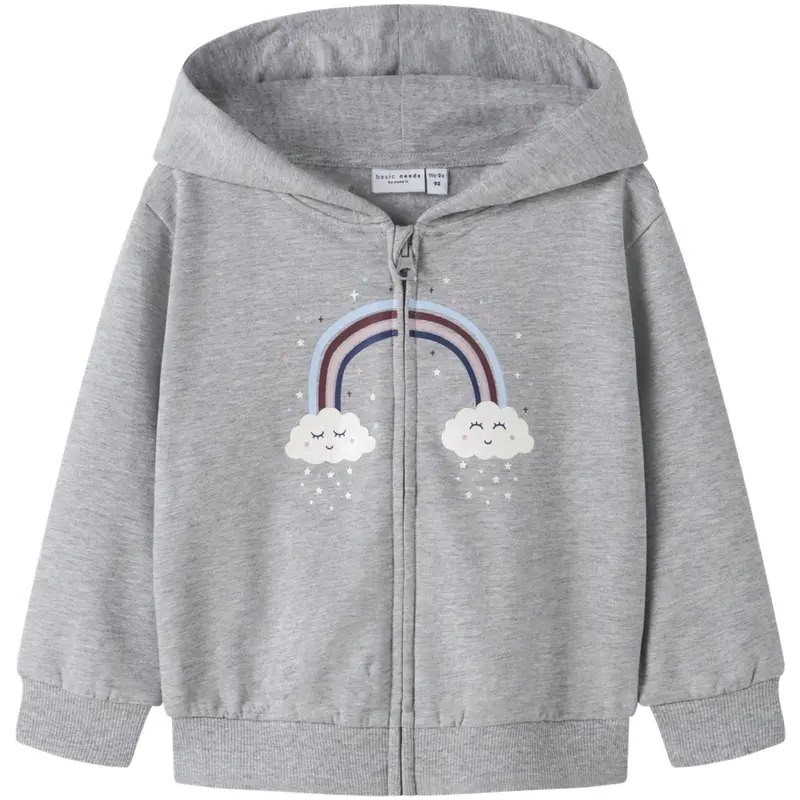 Name It Grey Melange Rainbow Clouds Nmfvoltana Nreg Sweat Card Wh Bru 1