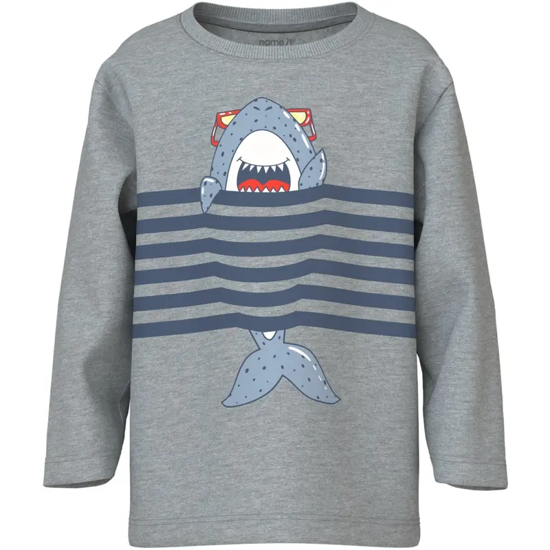 Name It Grey Melange Shark Nmmvilasse Ls Nreg Top 1