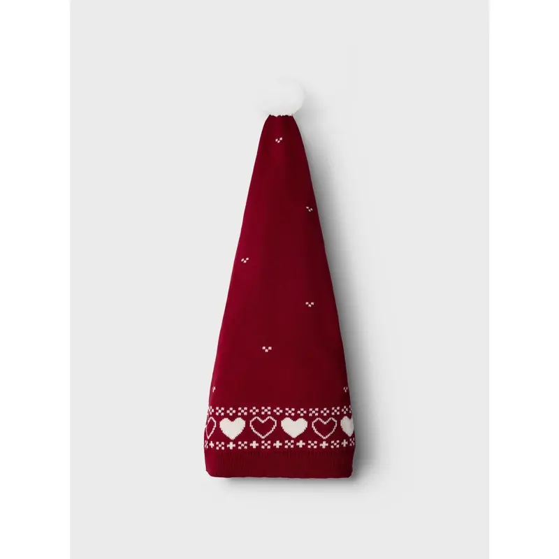 Name It Jester Red Hearts Nmnrismas Knit Hat 2