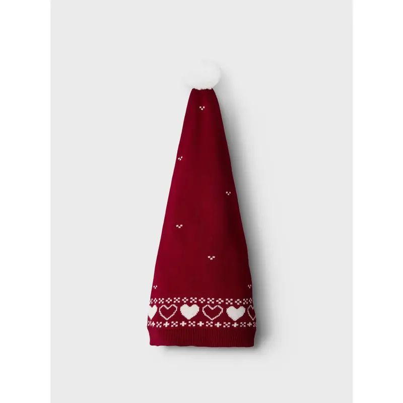 Name It Jester Red Hearts Nmnrismas Knit Hat 3