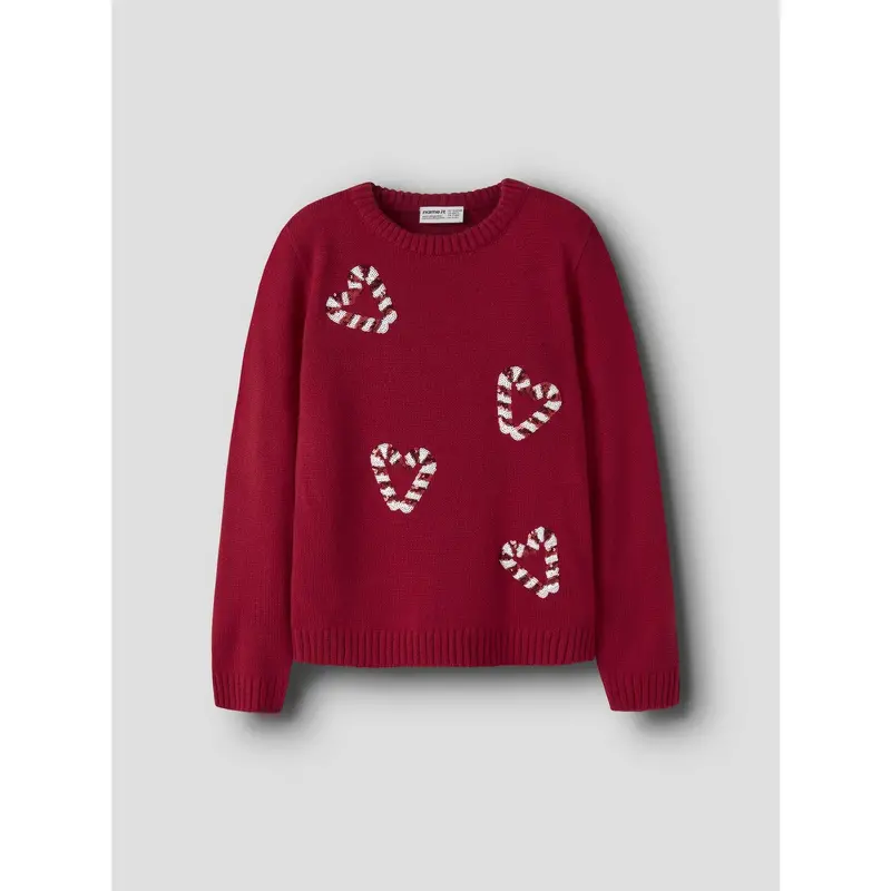 Name It Jester Red Nkfrajul Ls Loose Knit 4