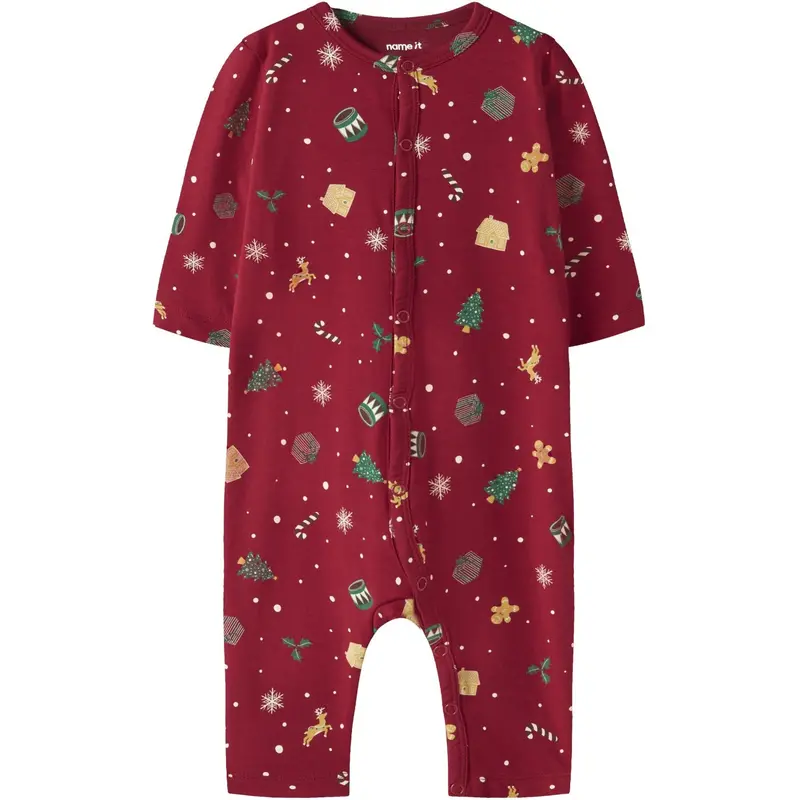 Name It Jester Red Xmas Aop Red Nbnvismas Ls Nightsuit 1