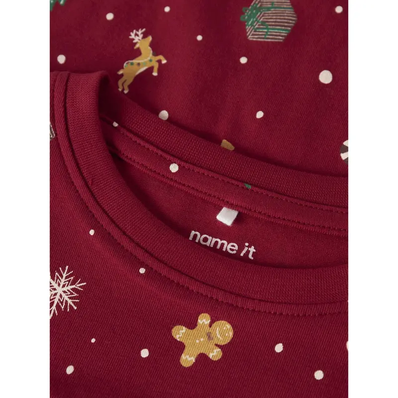 Name It Jester Red Xmas Aop Red Nmnvismas Ls Nightset 2
