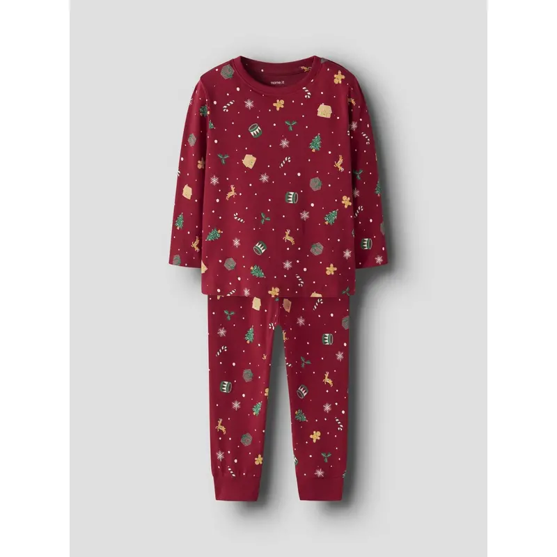 Name It Jester Red Xmas Aop Red Nmnvismas Ls Nightset 5