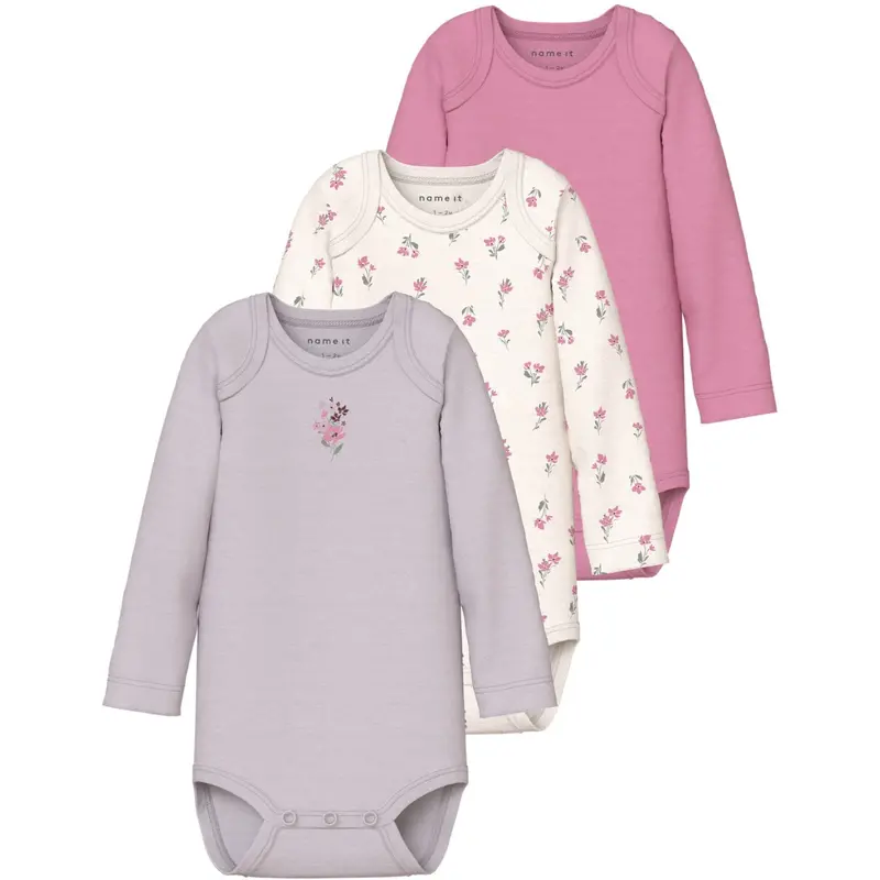 Name It Jet Stream Nbfbody 3P Ls Flower Noos 1
