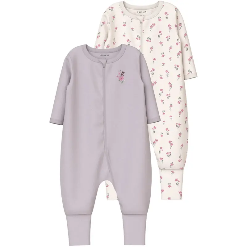 Name It Jet Stream Nbfnightsuit 2P Zip Ff Flower Noos 1