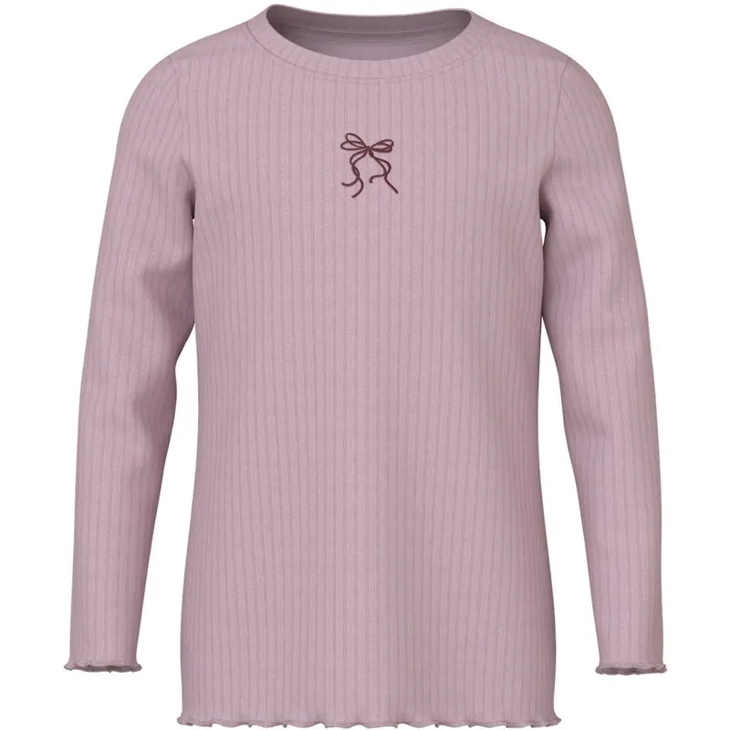 Name It Keepsake Lilac Bow Embroidery Nmfvemma Glitter Ls Slim Top 1