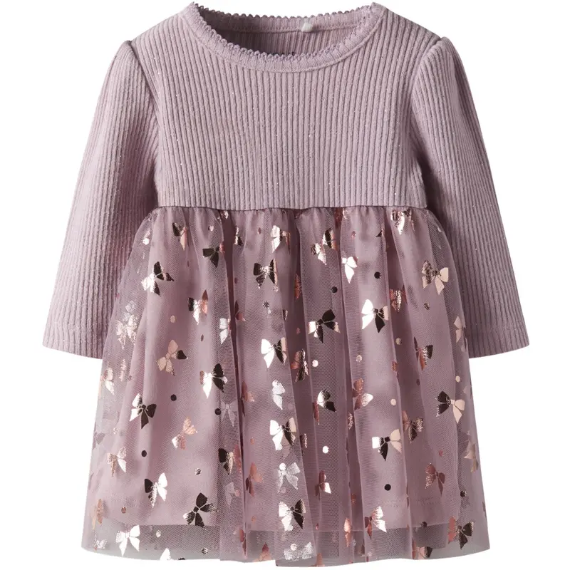 Name It Keepsake Lilac Nbfrosally Ls Dress 1